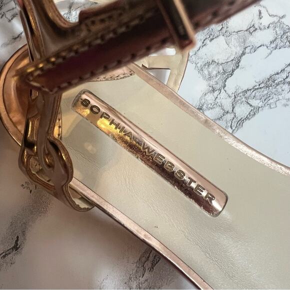 Sophia Webster Rose Gold Birdie Flat Sandal Sz 38 - Picture 3 of 7